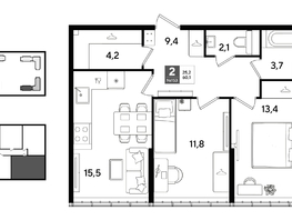 Продается 2-комнатная квартира ЖК DOGMA PARK (Догма парк), литера 21, 60.1  м&sup2;, 9730190 рублей