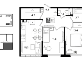 Продается 2-комнатная квартира ЖК DOGMA PARK (Догма парк), литера 21, 59.6  м&sup2;, 9690960 рублей