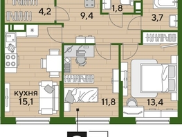 Продается 2-комнатная квартира ЖК DOGMA PARK (Догма парк), литера 21, 59.4  м², 9201060 рублей