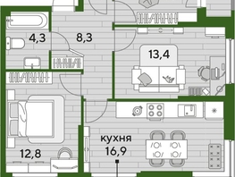 Продается 3-комнатная квартира ЖК DOGMA PARK (Догма парк), литера 22, 70.6  м², 9996960 рублей