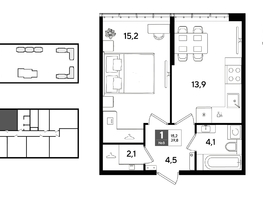 Продается 1-комнатная квартира ЖК DOGMA PARK (Догма парк), литера 22, 39.8  м&sup2;, 7299320 рублей