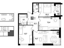 Продается 3-комнатная квартира ЖК DOGMA PARK (Догма парк), литера 22, 70  м&sup2;, 10297000 рублей