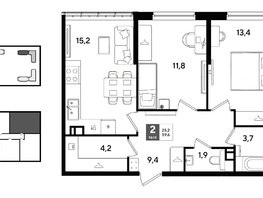 Продается 2-комнатная квартира ЖК ДОГМА ПАРК, литера 22, 59.6  м&sup2;, 9708840 рублей