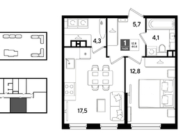 Продается 1-комнатная квартира ЖК DOGMA PARK (Догма парк), литера 22, 44.4  м&sup2;, 7881000 рублей