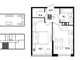 Продается 1-комнатная квартира ЖК DOGMA PARK (Догма парк), литера 22, 37.5  м&sup2;, 7065000 рублей