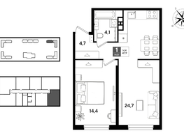 Продается 1-комнатная квартира ЖК ДОГМА ПАРК, литера 22, 47.9  м&sup2;, 8756120 рублей