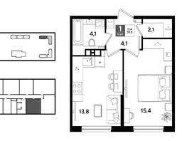 Продается 1-комнатная квартира ЖК ДОГМА ПАРК, литера 22, 39.5  м&sup2;, 7599800 рублей