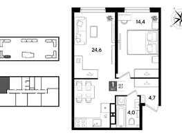 Продается 1-комнатная квартира ЖК DOGMA PARK (Догма парк), литера 22, 47.7  м&sup2;, 8423820 рублей