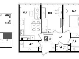 Продается 2-комнатная квартира ЖК ДОГМА ПАРК, литера 22, 59.4  м&sup2;, 9884160 рублей