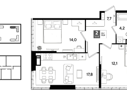 Продается 2-комнатная квартира ЖК ДОГМА ПАРК, литера 22, 55.8  м&sup2;, 10088640 рублей
