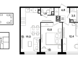 Продается 2-комнатная квартира ЖК DOGMA PARK (Догма парк), литера 22, 57.3  м&sup2;, 9271140 рублей