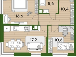 Продается 2-комнатная квартира ЖК DOGMA PARK (Догма парк), литера 22, 60.4  м², 9168720 рублей
