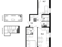 Продается 2-комнатная квартира ЖК ДОГМА ПАРК, литера 22, 66.4  м&sup2;, 10351760 рублей