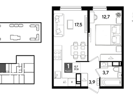 Продается 1-комнатная квартира ЖК DOGMA PARK (Догма парк), литера 22, 37.8  м&sup2;, 7246260 рублей