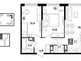 Продается 2-комнатная квартира ЖК ДОГМА ПАРК, литера 22, 57  м&sup2;, 9695700 рублей