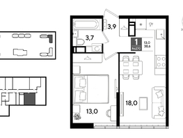 Продается 1-комнатная квартира ЖК ДОГМА ПАРК, литера 22, 38.6  м&sup2;, 7870540 рублей