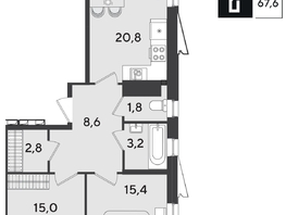 Продается 2-комнатная квартира ЖК Парк Победы 2, литера 21, 67.6  м², 10930920 рублей