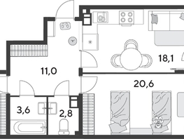 Продается 2-комнатная квартира ЖК Парк Победы 2, литера 28, 75.1  м², 11257490 рублей