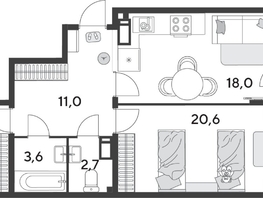 Продается 2-комнатная квартира ЖК Парк Победы 2, литера 28, 74.9  м², 11332370 рублей
