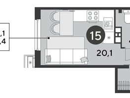 Продается Студия ЖК Парк Победы 2, литера 6, 24.4  м², 4977600 рублей