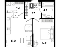 Продается 1-комнатная квартира ЖК DOGMA PARK (Догма парк), лит 13, 45  м², 7749000 рублей