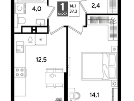 Продается 1-комнатная квартира ЖК DOGMA PARK (Догма парк), лит 20, 37.3  м², 7198900 рублей
