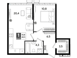 Продается 1-комнатная квартира ЖК DOGMA PARK (Догма парк), лит 13, 45.5  м², 8117200 рублей