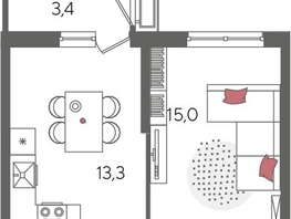 Продается 1-комнатная квартира ЖК Рекорд 2, литера 5, 41.4  м², 9058320 рублей