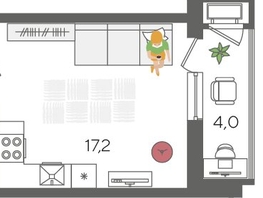 Продается Студия ЖК Рекорд 2, литера 3, 27.7  м&sup2;, 7764310 рублей