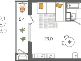 Продается Студия ЖК Рекорд 2, литера 5, 32.1  м&sup2;, 7829190 рублей