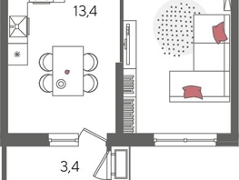 Продается 1-комнатная квартира ЖК Рекорд 2, литера 5, 41.6  м&sup2;, 10229440 рублей