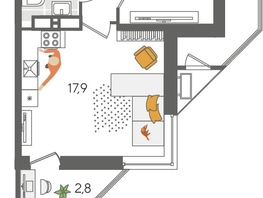 Продается 1-комнатная квартира ЖК Рекорд 2, литера 6, 51.6  м², 11155920 рублей