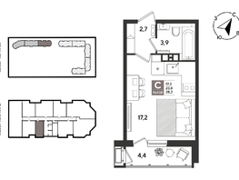 Продается Студия ЖК Рекорд 2, литера 2, 27.6  м&sup2;, 8246880 рублей