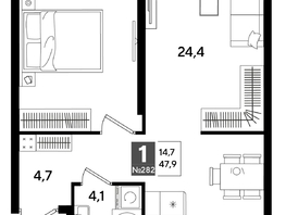 Продается 1-комнатная квартира ЖК DOGMA PARK (Догма парк), литера 19, 47.3  м&sup2;, 8580220 рублей