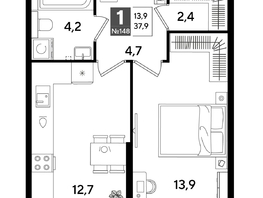 Продается 1-комнатная квартира ЖК ДОГМА ПАРК, лит 20, 37.6  м&sup2;, 7478640 рублей