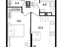 Продается 1-комнатная квартира ЖК DOGMA PARK (Догма парк), литера 18, 37.3  м&sup2;, 7508490 рублей