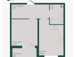 Продается 1-комнатная квартира ЖК Ботаника, литер 1.2, 39.5  м&sup2;, 6185700 рублей