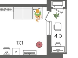 Продается Студия ЖК Рекорд 2, литера 3, 27.6  м², 7606560 рублей