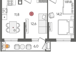 Продается 2-комнатная квартира ЖК Рекорд 2, литера 1, 58.9  м², 12533920 рублей