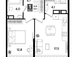 Продается 1-комнатная квартира ЖК DOGMA PARK (Догма парк), лит 20, 44.1  м&sup2;, 8229060 рублей