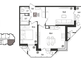 Продается 2-комнатная квартира ЖК Рекорд 2, литера 3, 69.8  м&sup2;, 15432780 рублей