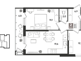 Продается 2-комнатная квартира ЖК Рекорд 2, литера 5, 65.4  м&sup2;, 14185260 рублей