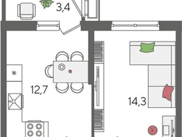 Продается 1-комнатная квартира ЖК Рекорд 2, литера 5, 41.6  м&sup2;, 10183680 рублей