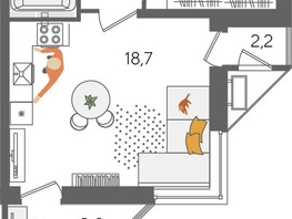 Продается 1-комнатная квартира ЖК Рекорд 2, литера 1, 43.3  м&sup2;, 11777600 рублей