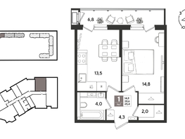 Продается 1-комнатная квартира ЖК Рекорд 2, литера 2, 45.4  м&sup2;, 10945940 рублей