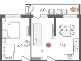 Продается 2-комнатная квартира ЖК Рекорд 2, литера 2, 58.4  м&sup2;, 11633280 рублей