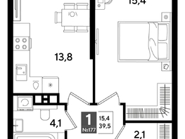 Продается 1-комнатная квартира ЖК DOGMA PARK (Догма парк), литера 16, 39.5  м&sup2;, 7370700 рублей