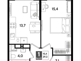 Продается 1-комнатная квартира ЖК DOGMA PARK (Догма парк), лит 20, 39.3  м&sup2;, 7321590 рублей