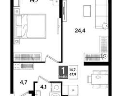 Продается 1-комнатная квартира ЖК DOGMA PARK (Догма парк), лит 20, 47.9  м&sup2;, 8296280 рублей