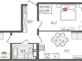 Продается 2-комнатная квартира ЖК Рекорд 2, литера 1, 71.7  м&sup2;, 15171720 рублей